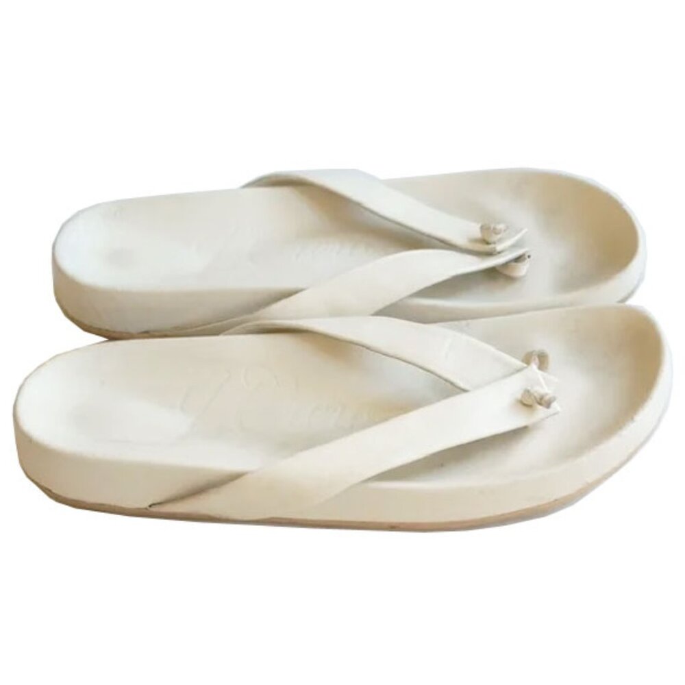 J Crew Pacific Leather Thong Sandals 7.5 Ivory Cream